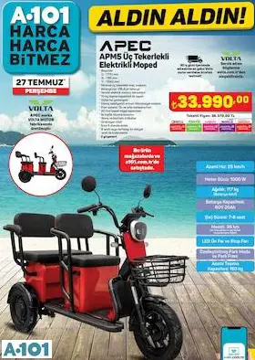 APEC APM5 ÜÇ TEKERLEKLİ ELEKTRİKLİ MOPED APEC APM5 ÜÇ TEKERLEKLİ ELEKTRİKLİ MOPED